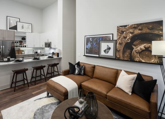 Living Room With Gourmet Kitchen View at Berkshire Pullman, Frisco, TX, 75034